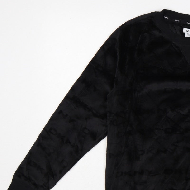 Additional view of DKNY Women’s Black M Logo Velour Pullover Sweatshirt