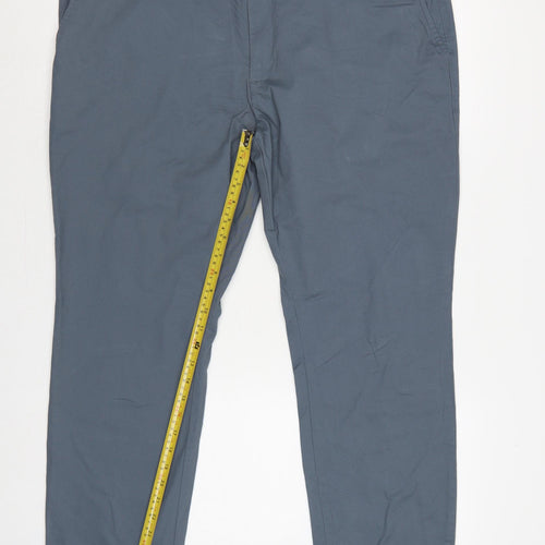 Marks and Spencer Men's Blue 40/29 Slim Fit Cotton Chino Trousers