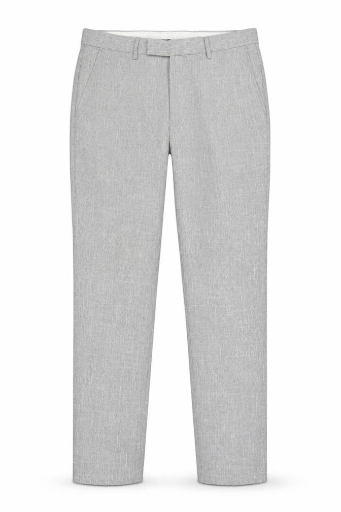 Moss London Men’s Grey 32in Slim Fit Tapered Dress Trousers