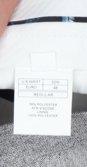 Moss London Men’s Grey 32in Slim Fit Tapered Dress Trousers