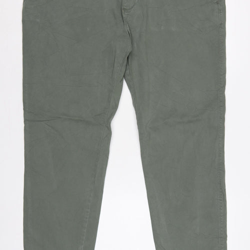 Marks & Spencer Men's Green 44/31 Chino Trousers Straight Cotton Stretch