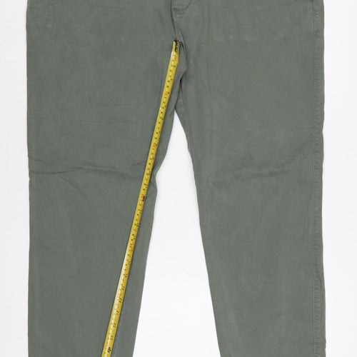 Marks & Spencer Men's Green 44/31 Chino Trousers Straight Cotton Stretch