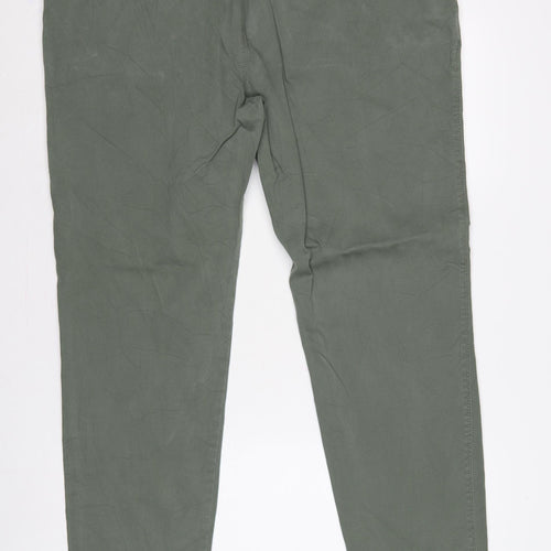 Marks & Spencer Men's Green 44/31 Chino Trousers Straight Cotton Stretch