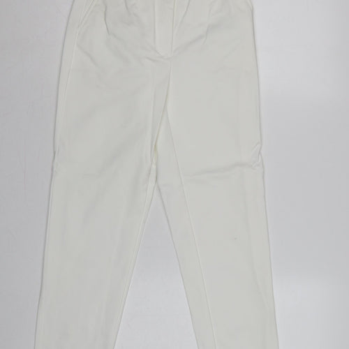 Marks and Spencer Women Ivory UK 6 Short Tapered Trousers