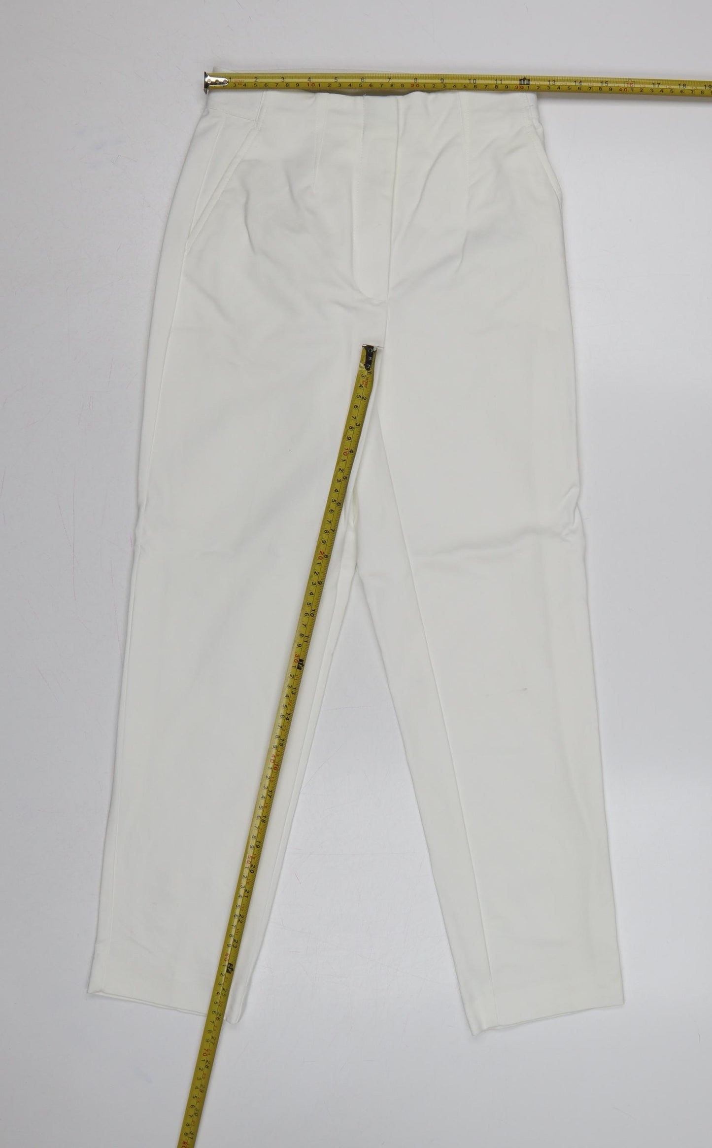Marks and Spencer Women Ivory UK 6 Short Tapered Trousers