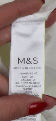 Marks and Spencer Women Ivory UK 6 Short Tapered Trousers