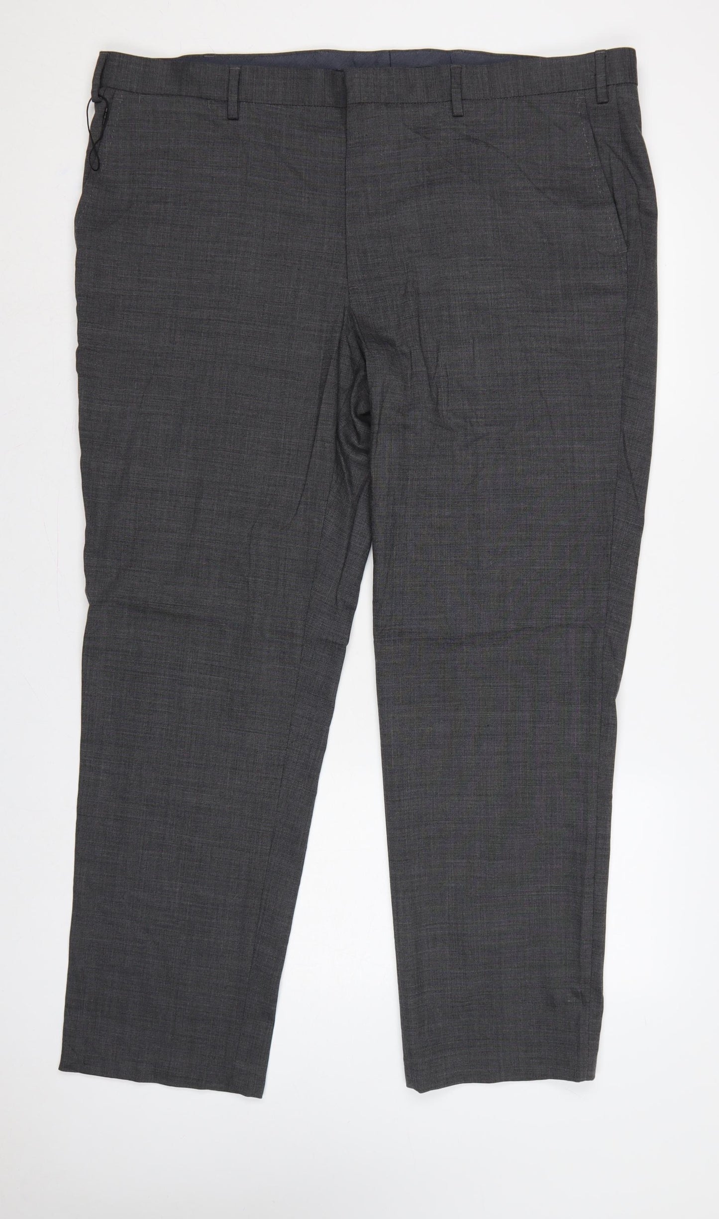 M&S Men’s Grey 44in Regular Wool Blend Performance Dress Trousers