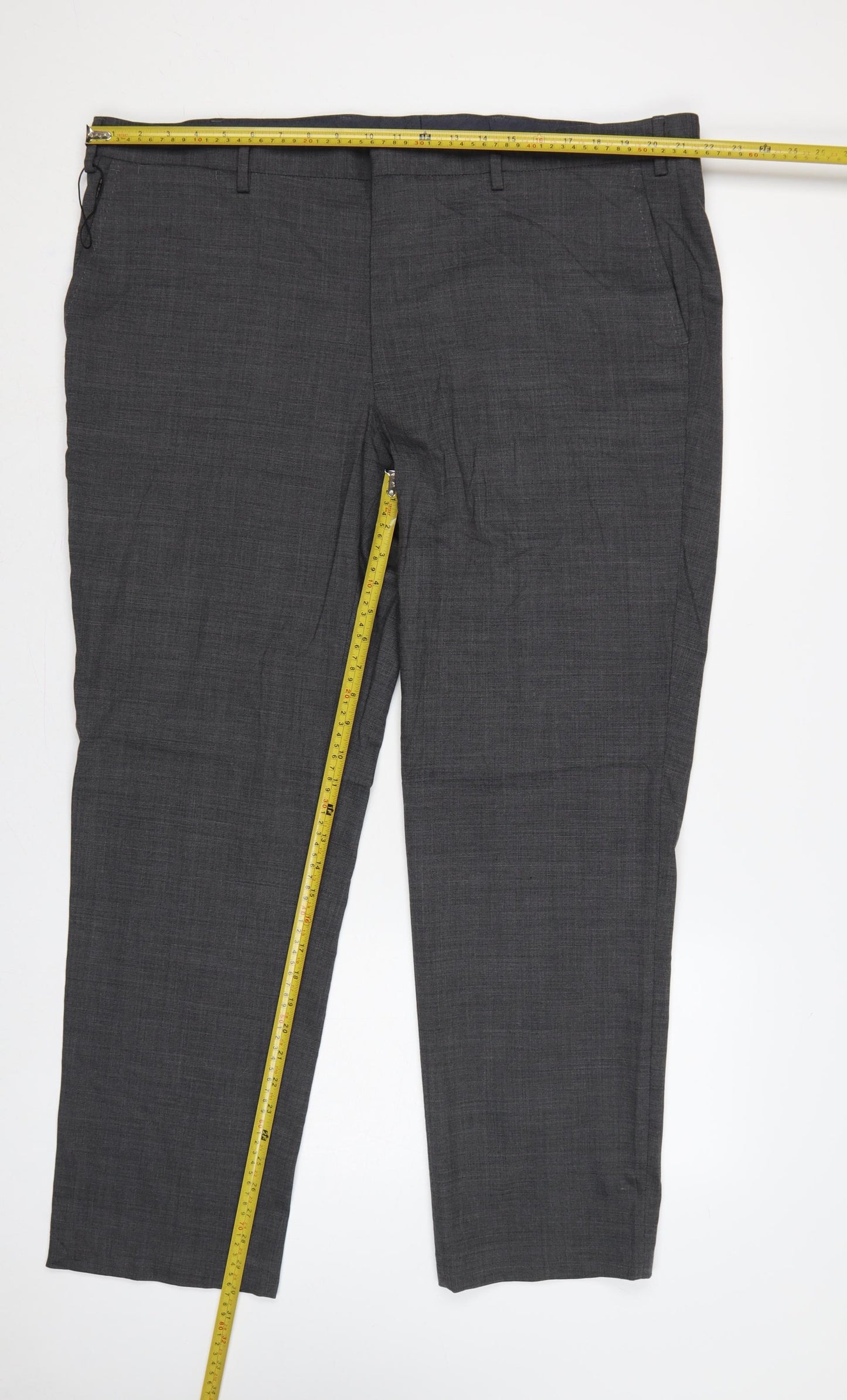 M&S Men’s Grey 44in Regular Wool Blend Performance Dress Trousers
