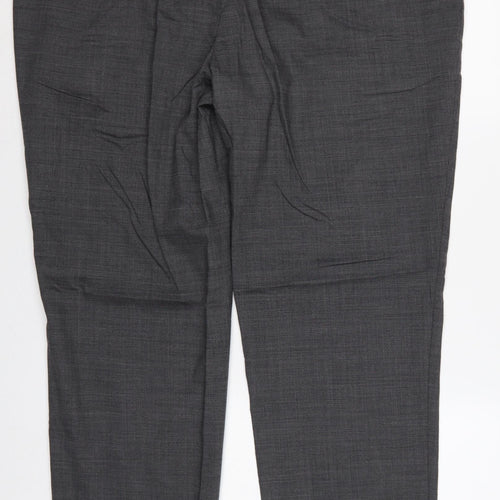 M&S Men’s Grey 44in Regular Wool Blend Performance Dress Trousers