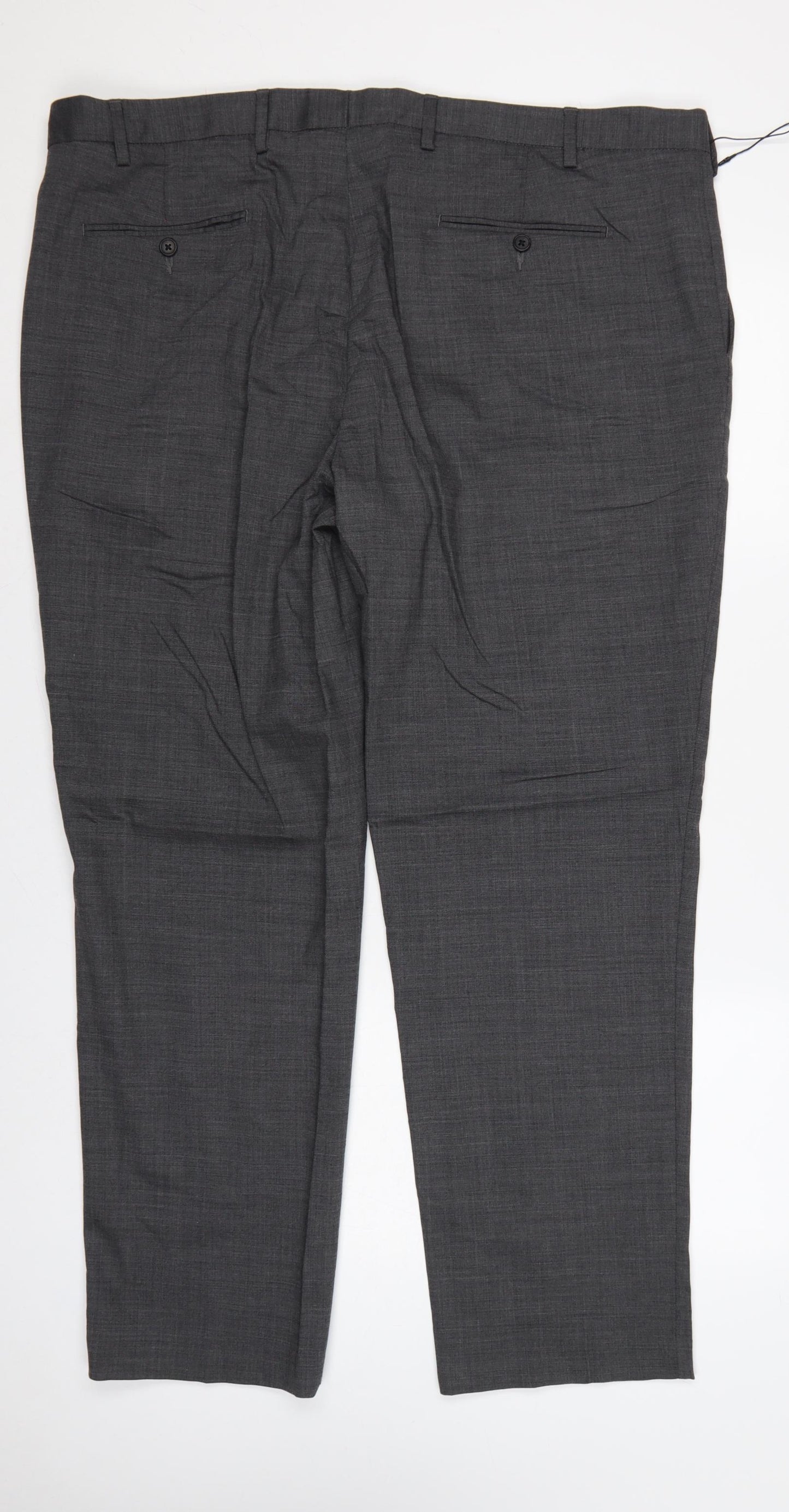 M&S Men’s Grey 44in Regular Wool Blend Performance Dress Trousers