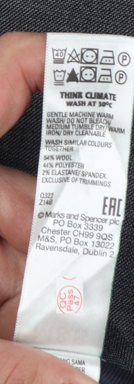 M&S Men’s Grey 44in Regular Wool Blend Performance Dress Trousers