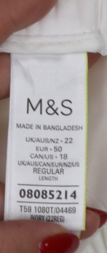 Marks and Spencer Women Ivory UK 22 Cropped Drawstring Trousers