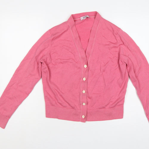 COS Women Pink Wool V-Neck Button Cardigan Size S