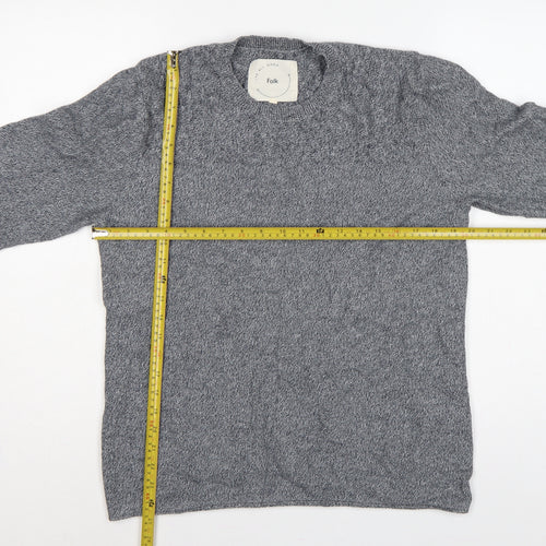 Folk Men's Grey XL Crew Neck Organic Cotton Knit Pullover Jumper