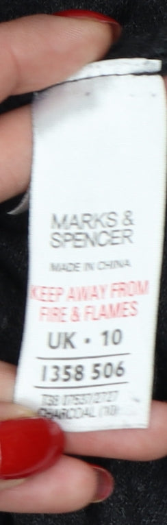 Marks and Spencer Women Black Size 10 V-Neck Longline Button Cardigan