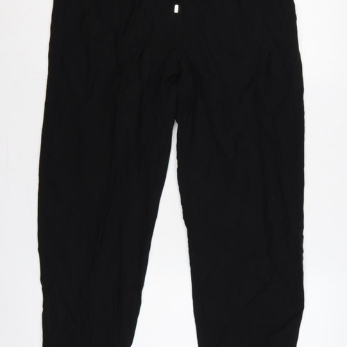 Marks & Spencer Women Black UK 10 Regular Lyocell Drawstring Jogger Trousers