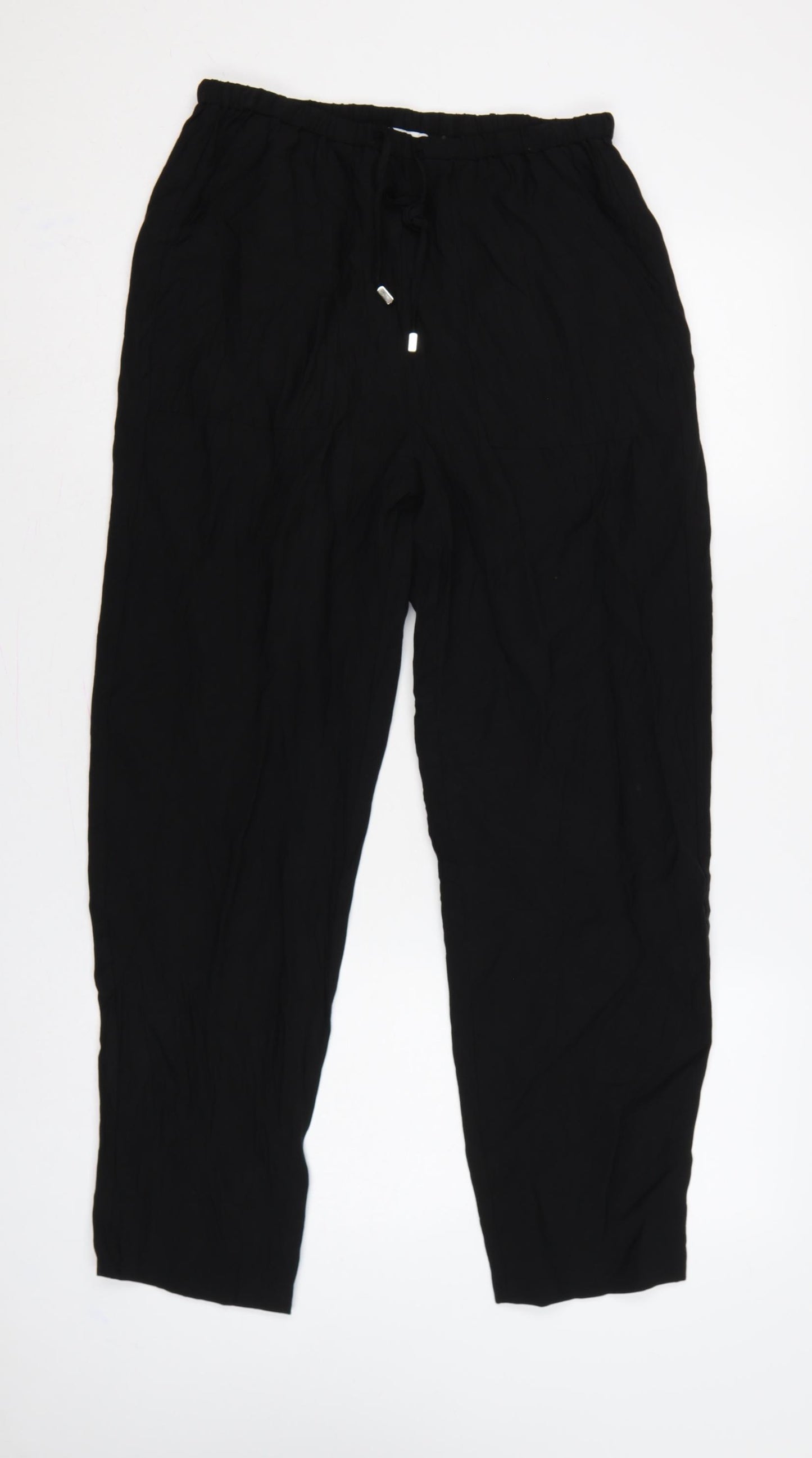 Marks & Spencer Women Black UK 10 Regular Lyocell Drawstring Jogger Trousers