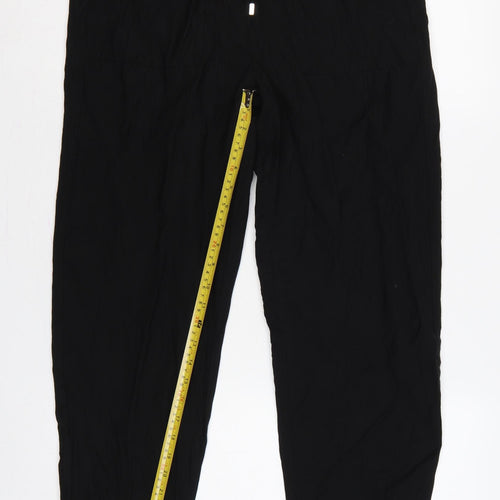 Marks & Spencer Women Black UK 10 Regular Lyocell Drawstring Jogger Trousers