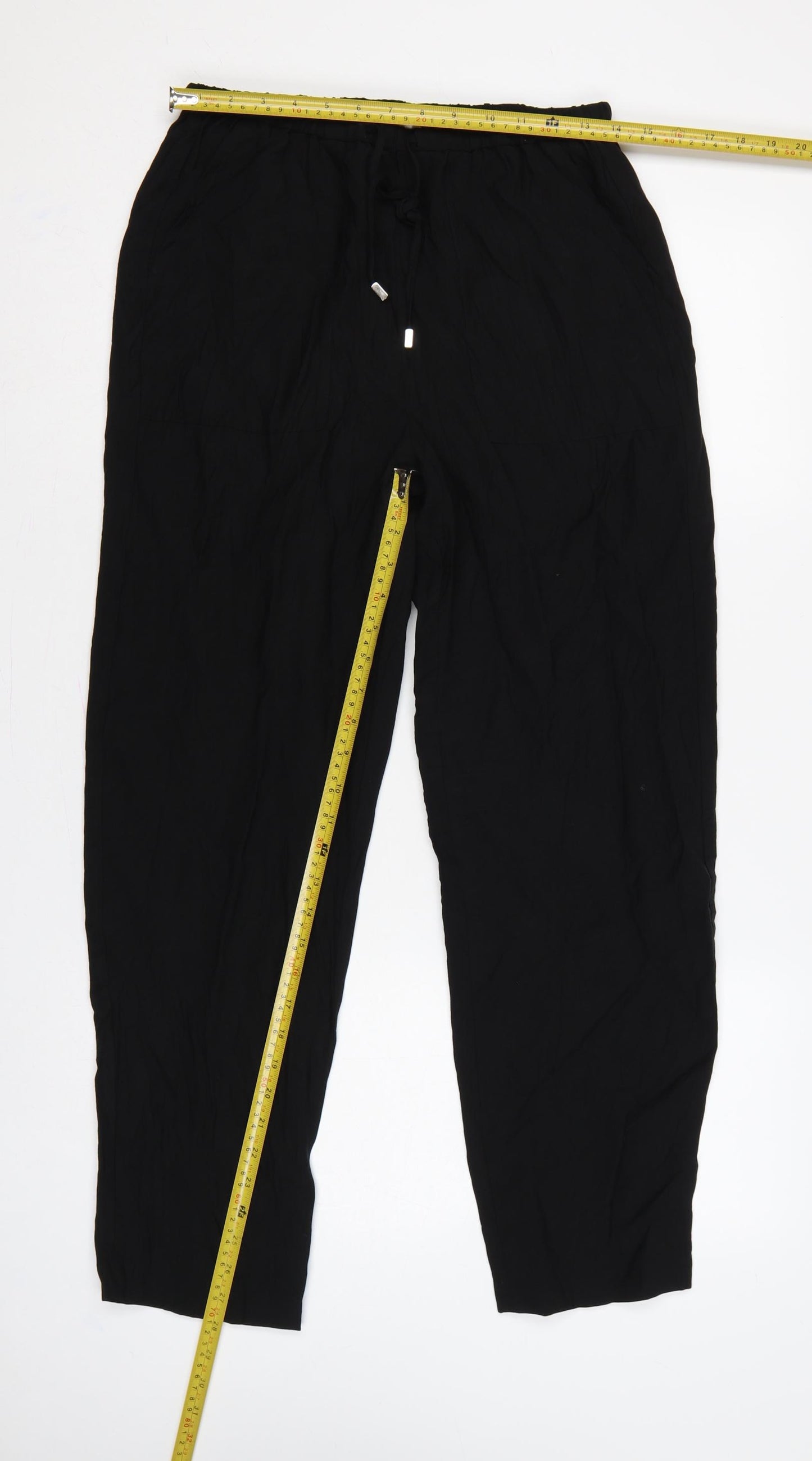 Marks & Spencer Women Black UK 10 Regular Lyocell Drawstring Jogger Trousers