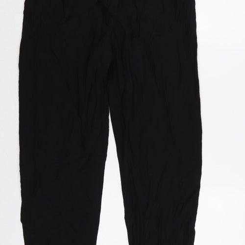 Marks & Spencer Women Black UK 10 Regular Lyocell Drawstring Jogger Trousers