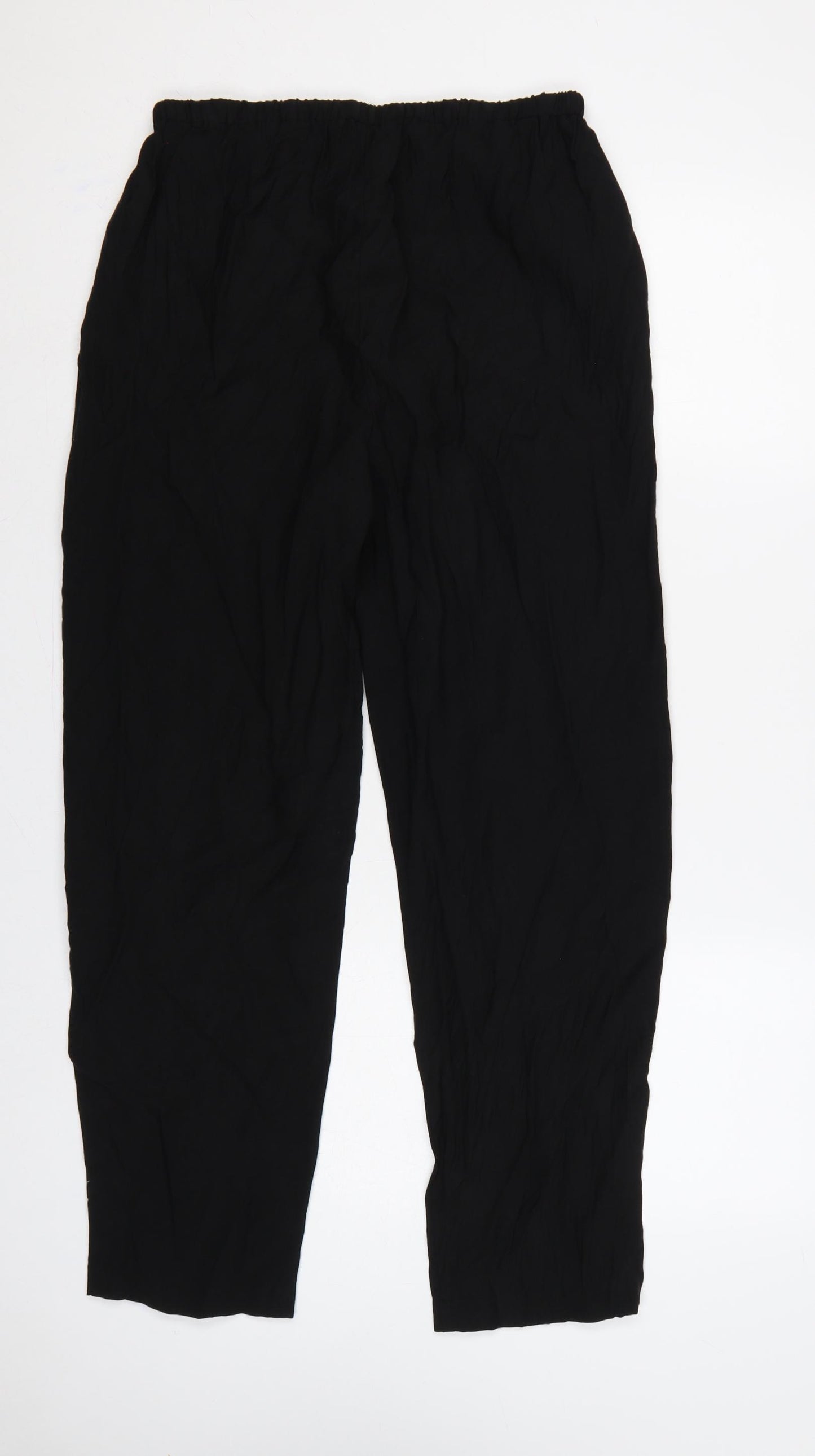 Marks & Spencer Women Black UK 10 Regular Lyocell Drawstring Jogger Trousers