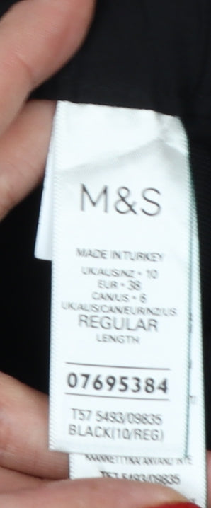 Marks & Spencer Women Black UK 10 Regular Lyocell Drawstring Jogger Trousers