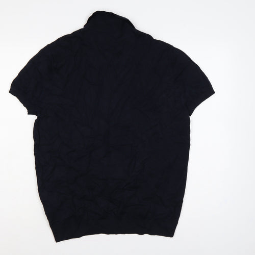 Zara Men’s Black XL Viscose Blend Short Sleeve Knit Polo Shirt