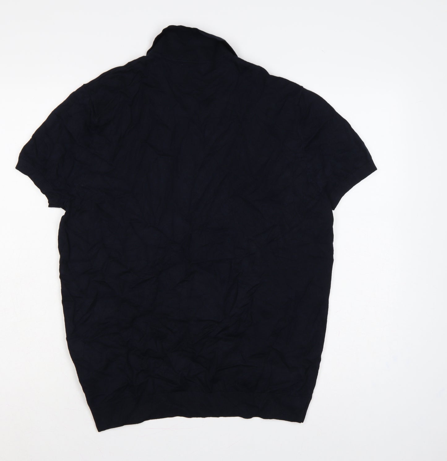 Zara Men’s Black XL Viscose Blend Short Sleeve Knit Polo Shirt