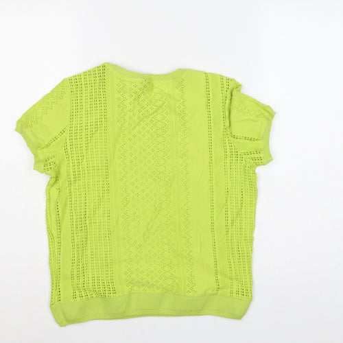 Gok for Tu Women Yellow Size 12 Open-Knit Short Sleeve Pullover Jumper