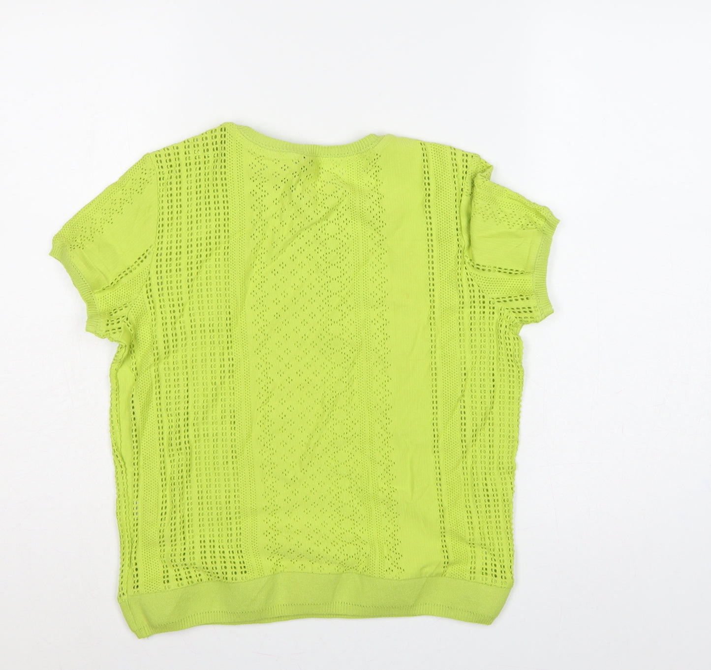 Gok for Tu Women Yellow Size 12 Open-Knit Short Sleeve Pullover Jumper