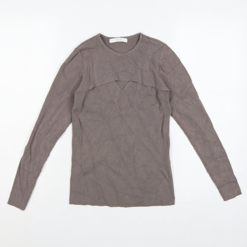 Michelle Keegan Women’s Brown UK 12 Ribbed Cape Layered Jumper