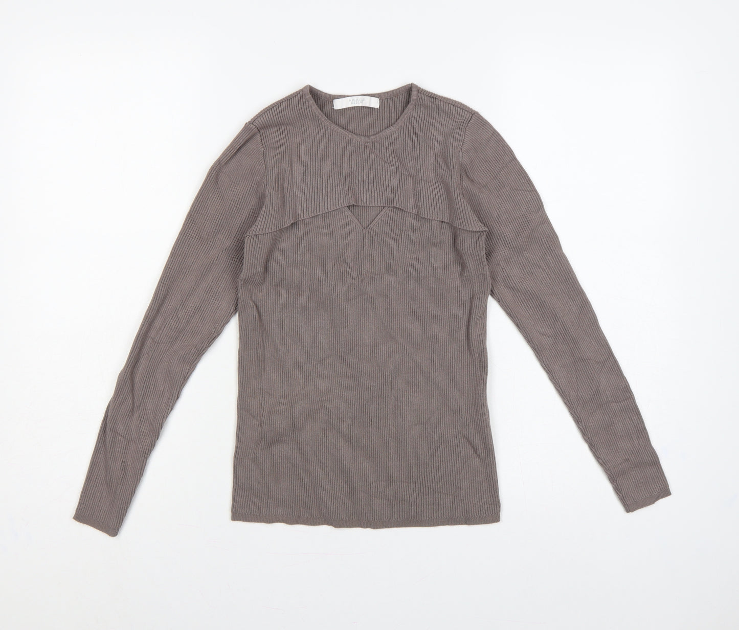 Michelle Keegan Women’s Brown UK 12 Ribbed Cape Layered Jumper