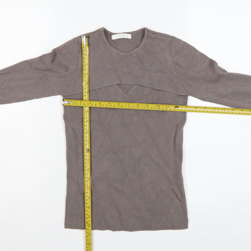 Michelle Keegan Women’s Brown UK 12 Ribbed Cape Layered Jumper