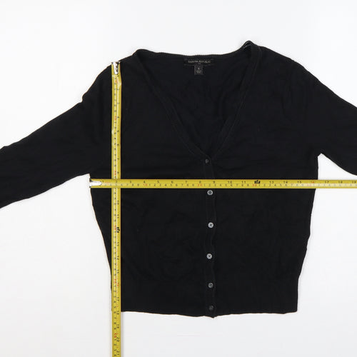 Banana Republic Women Black S V-Neck Button Knit Cardigan