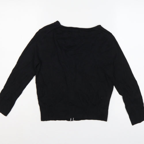 Banana Republic Women Black S V-Neck Button Knit Cardigan
