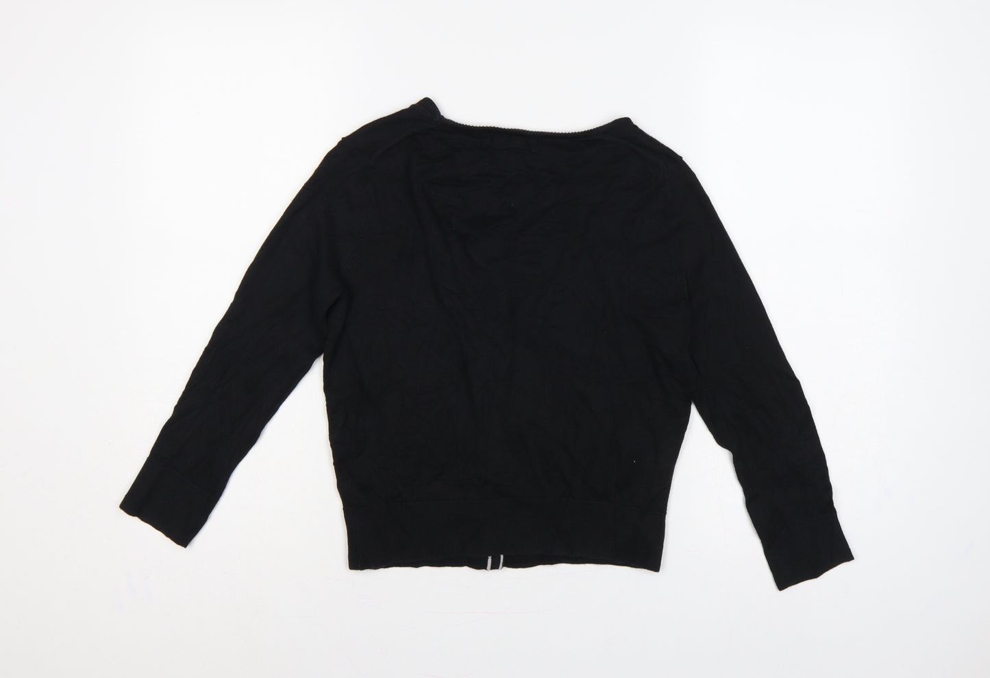 Banana Republic Women Black S V-Neck Button Knit Cardigan
