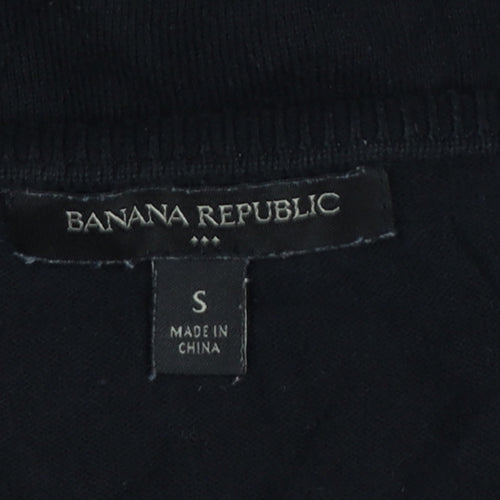 Banana Republic Women Black S V-Neck Button Knit Cardigan