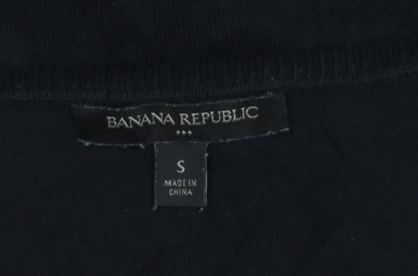 Banana Republic Women Black S V-Neck Button Knit Cardigan
