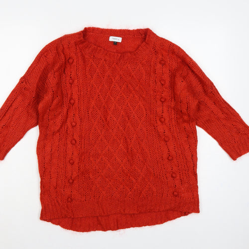 Next Women Red UK 12 Cable Knit Mohair Blend Round Neck Jumper