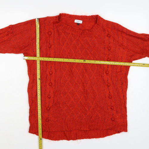 Next Women Red UK 12 Cable Knit Mohair Blend Round Neck Jumper