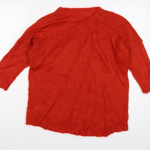 Next Women Red UK 12 Cable Knit Mohair Blend Round Neck Jumper
