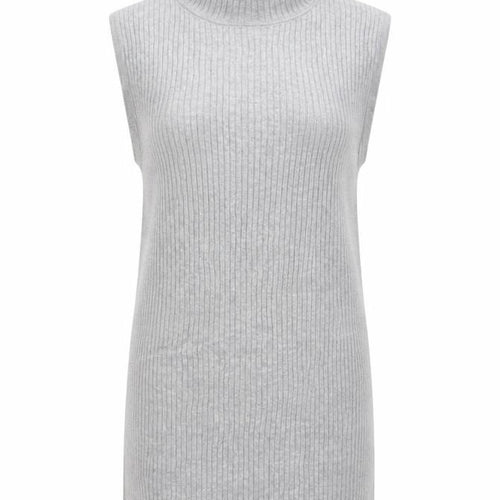 Gap Women Grey Small Sleeveless Roll Neck Rib Knit Tunic Jumper
