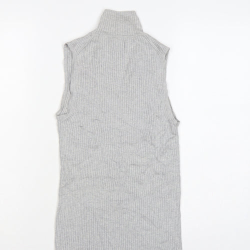 GAP Women Grey Small Sleeveless Roll Neck Rib Knit Tunic Jumper