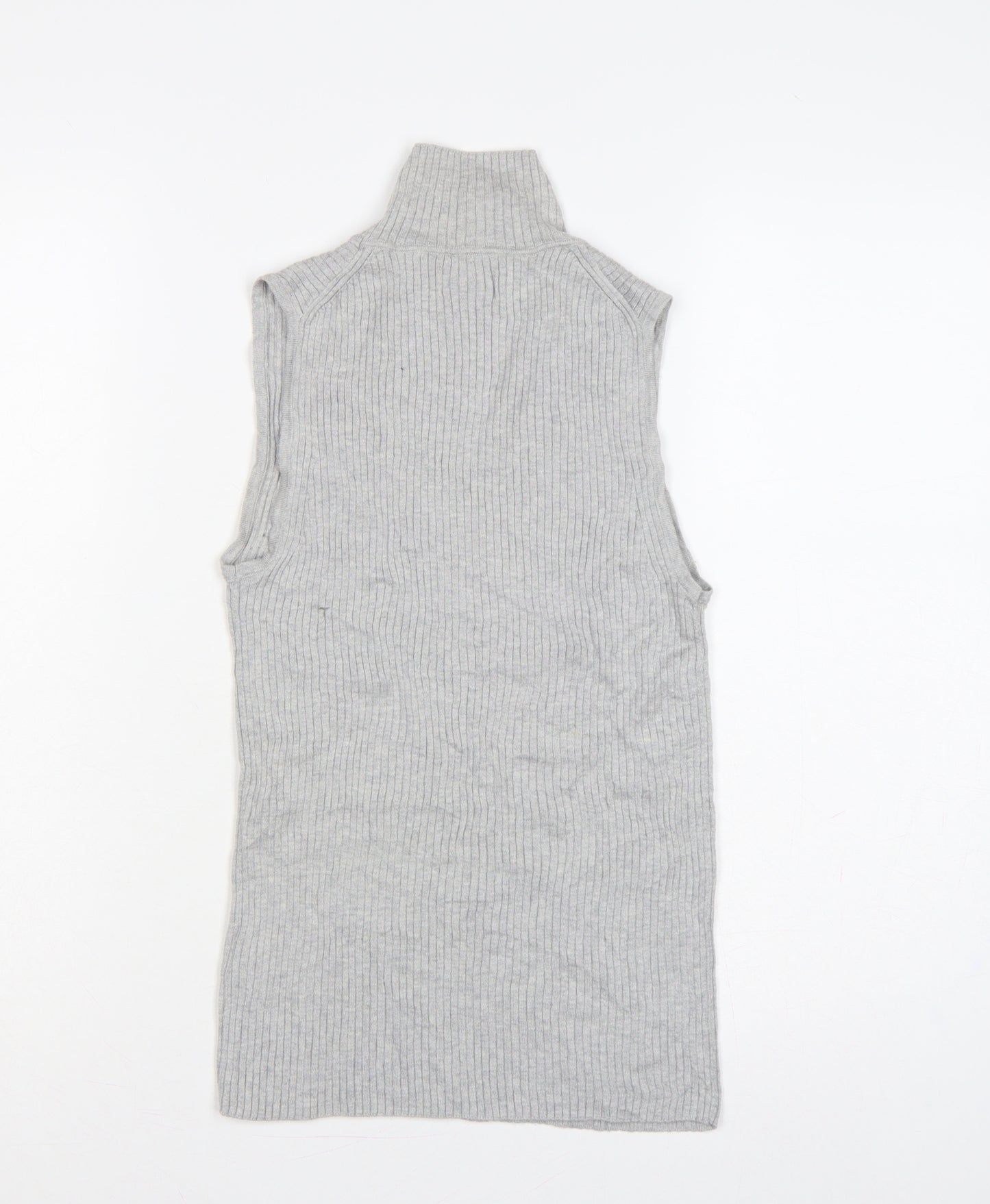 GAP Women Grey Small Sleeveless Roll Neck Rib Knit Tunic Jumper