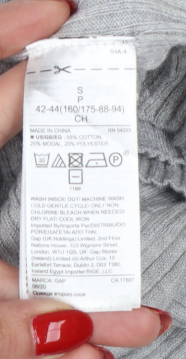 GAP Women Grey Small Sleeveless Roll Neck Rib Knit Tunic Jumper