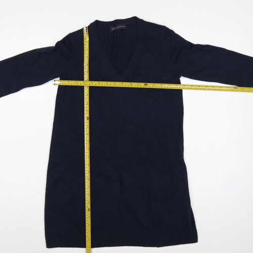 Marks and Spencer Women Blue UK 8 V-Neck Long Sleeve Tunic Jumper