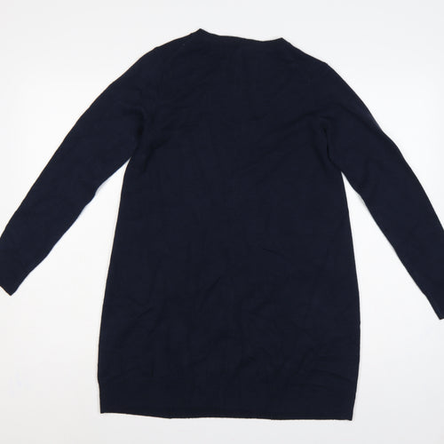 Marks and Spencer Women Blue UK 8 V-Neck Long Sleeve Tunic Jumper
