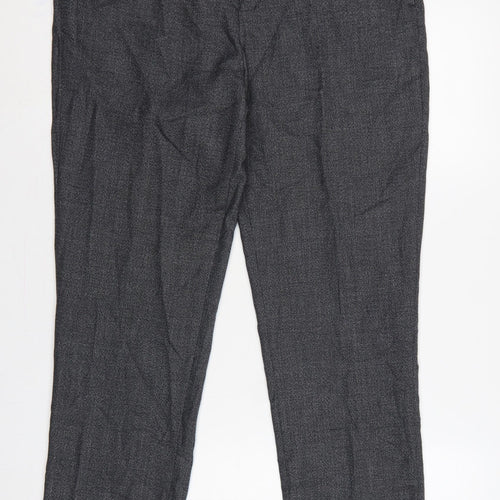 Jacamo Men’s Grey 34R Regular Fit Straight Dress Trousers Formal