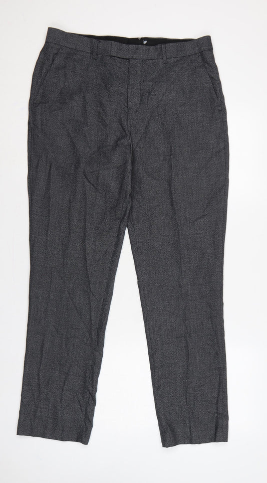Jacamo Men’s Grey 34R Regular Fit Straight Dress Trousers Formal