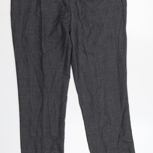 Jacamo Men’s Grey 34R Regular Fit Straight Dress Trousers Formal
